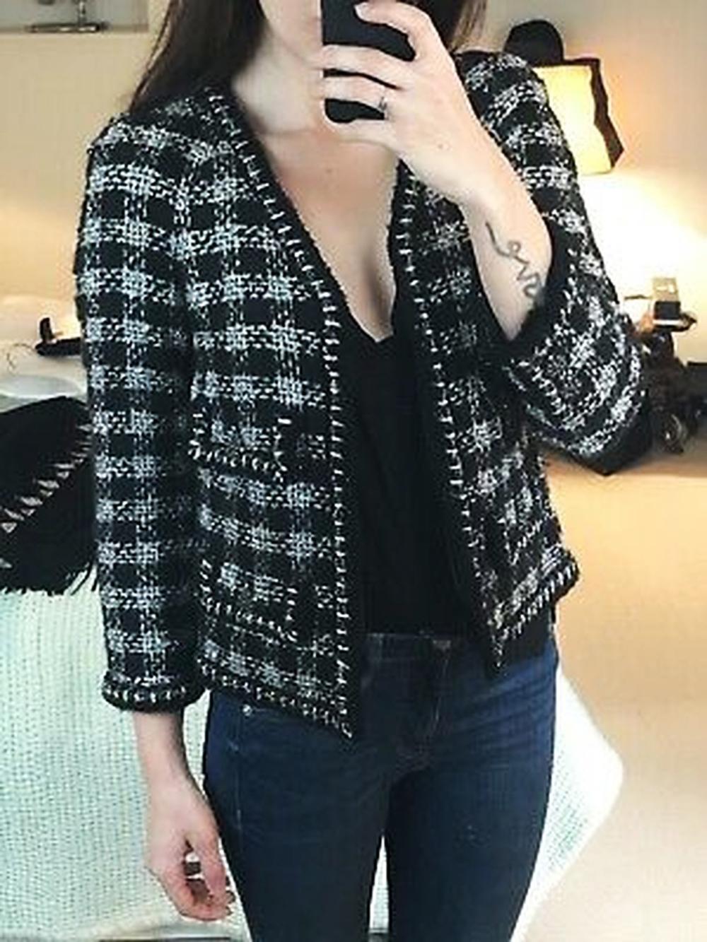 Women's or Men's Chanel 12K$ New CC Jewel Buttons Black Tweed Jacket and Skirt Set
