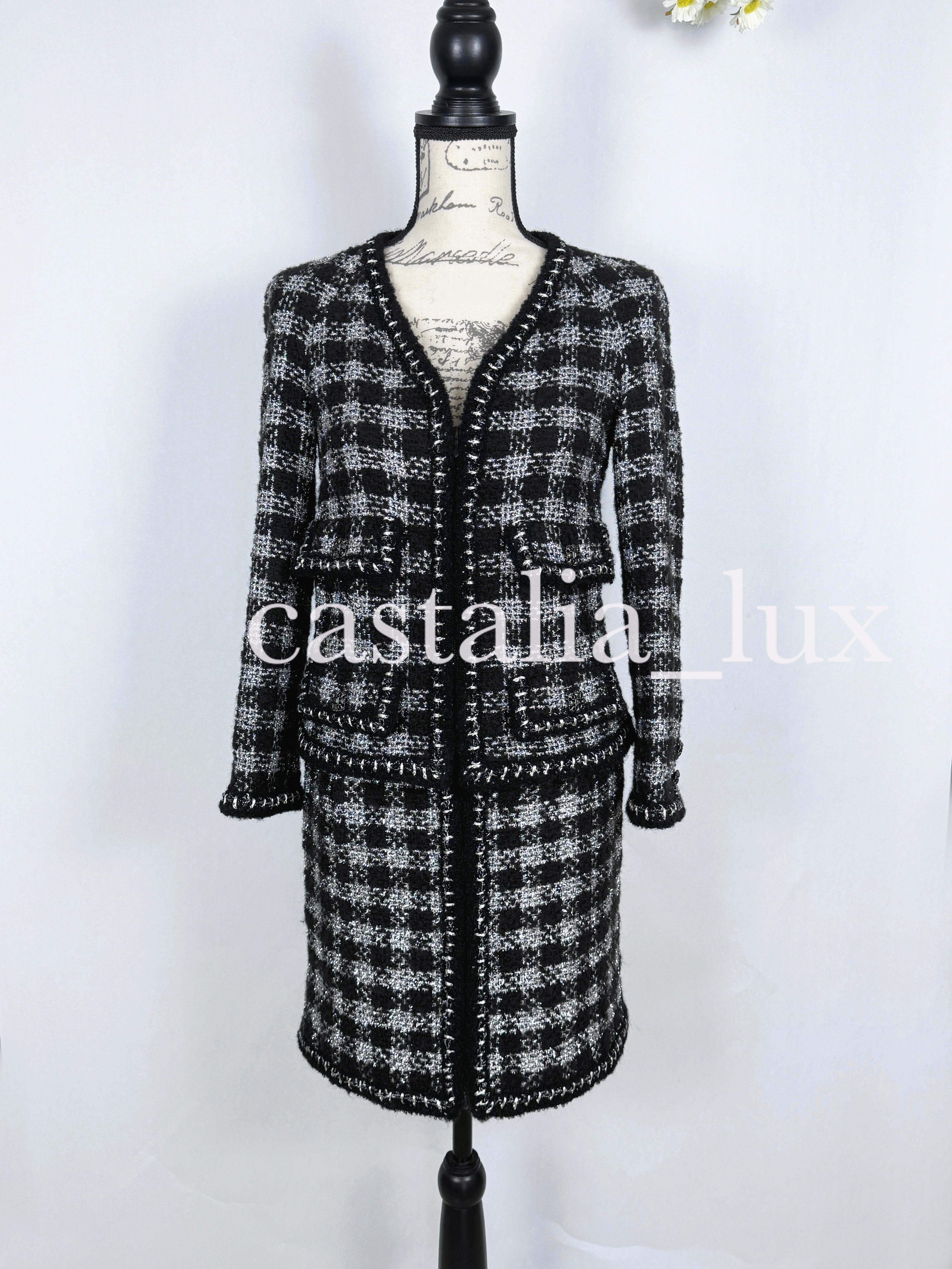 Chanel 12K$ New CC Jewel Buttons Black Tweed Jacket and Skirt Set For Sale 1