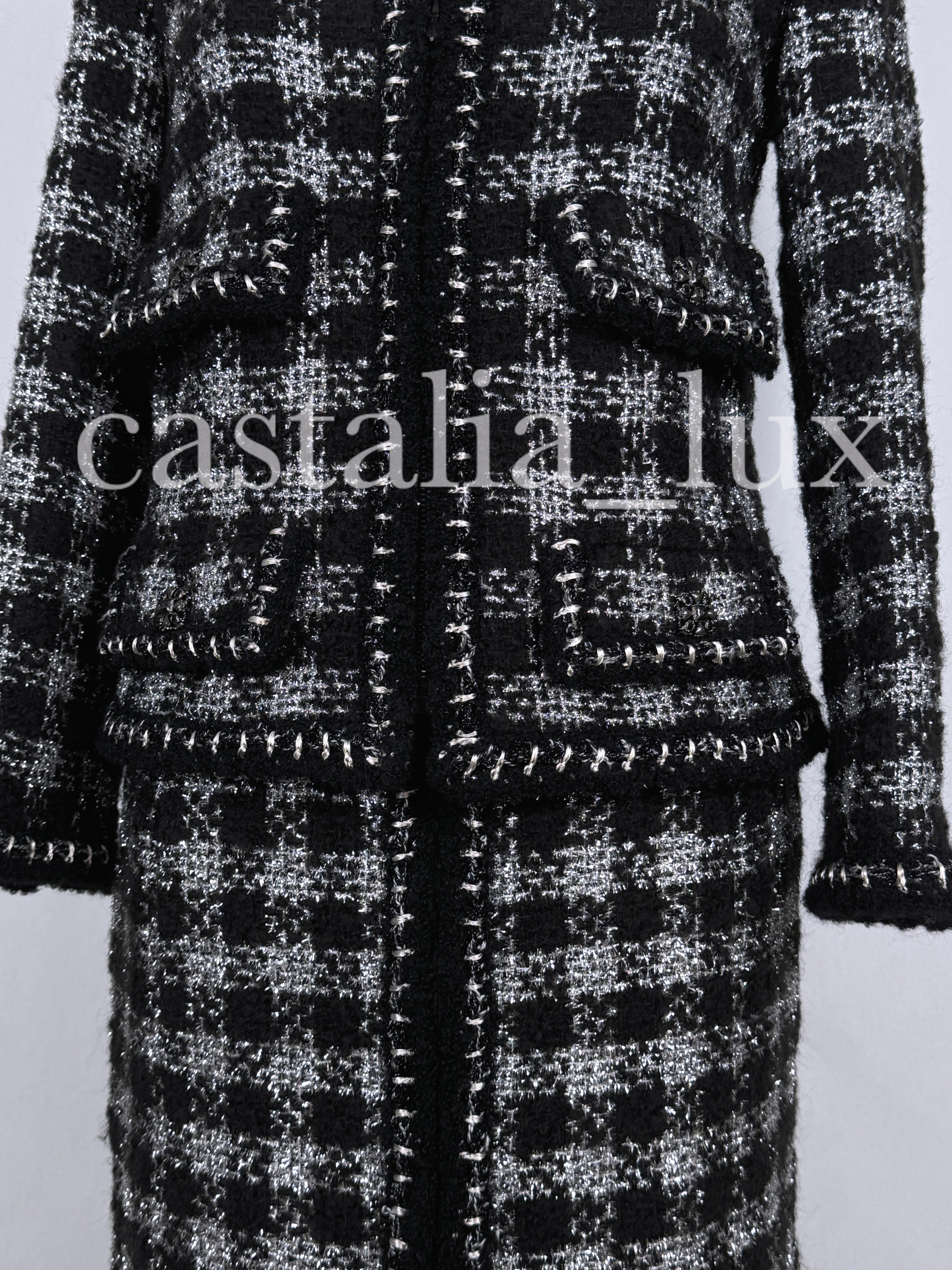Chanel 12K$ New CC Jewel Buttons Black Tweed Jacket and Skirt Set For Sale 4