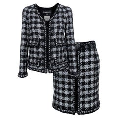 Chanel 12K$ New CC Jewel Buttons Black Tweed Jacket and Skirt Set