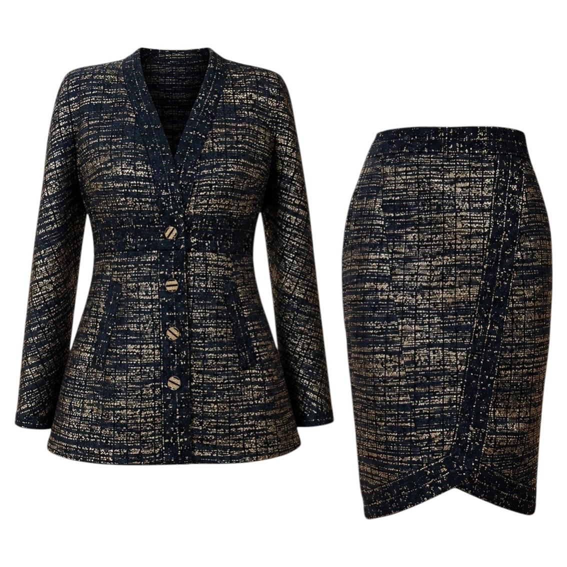 Pre-owned Chanel 12k$ New Paris / Egypt Iconic Black Tweed Suit 34 Fr