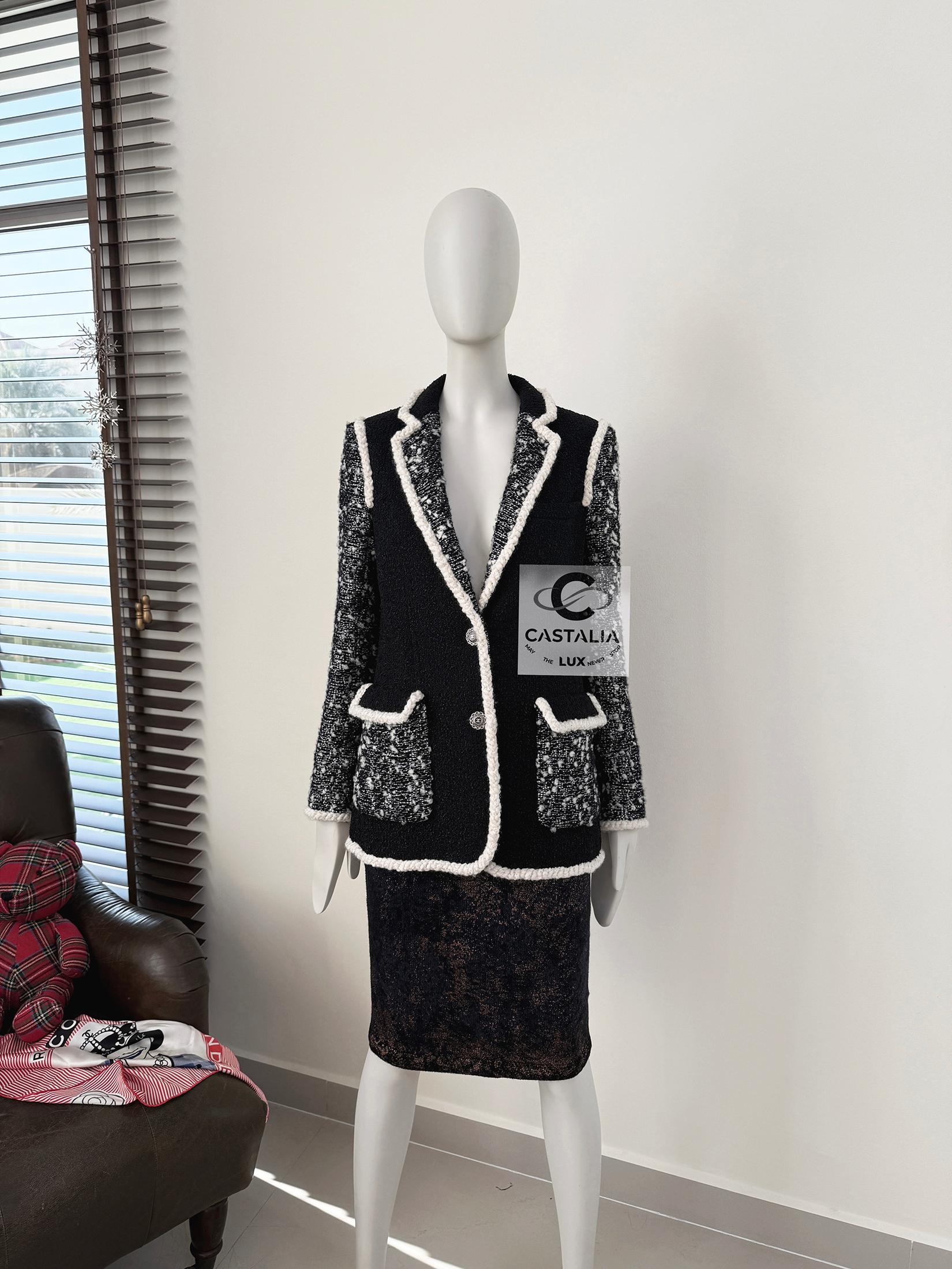 Chanel 12K$ New Sequinned Black Tweed Jacket 34 FR 6