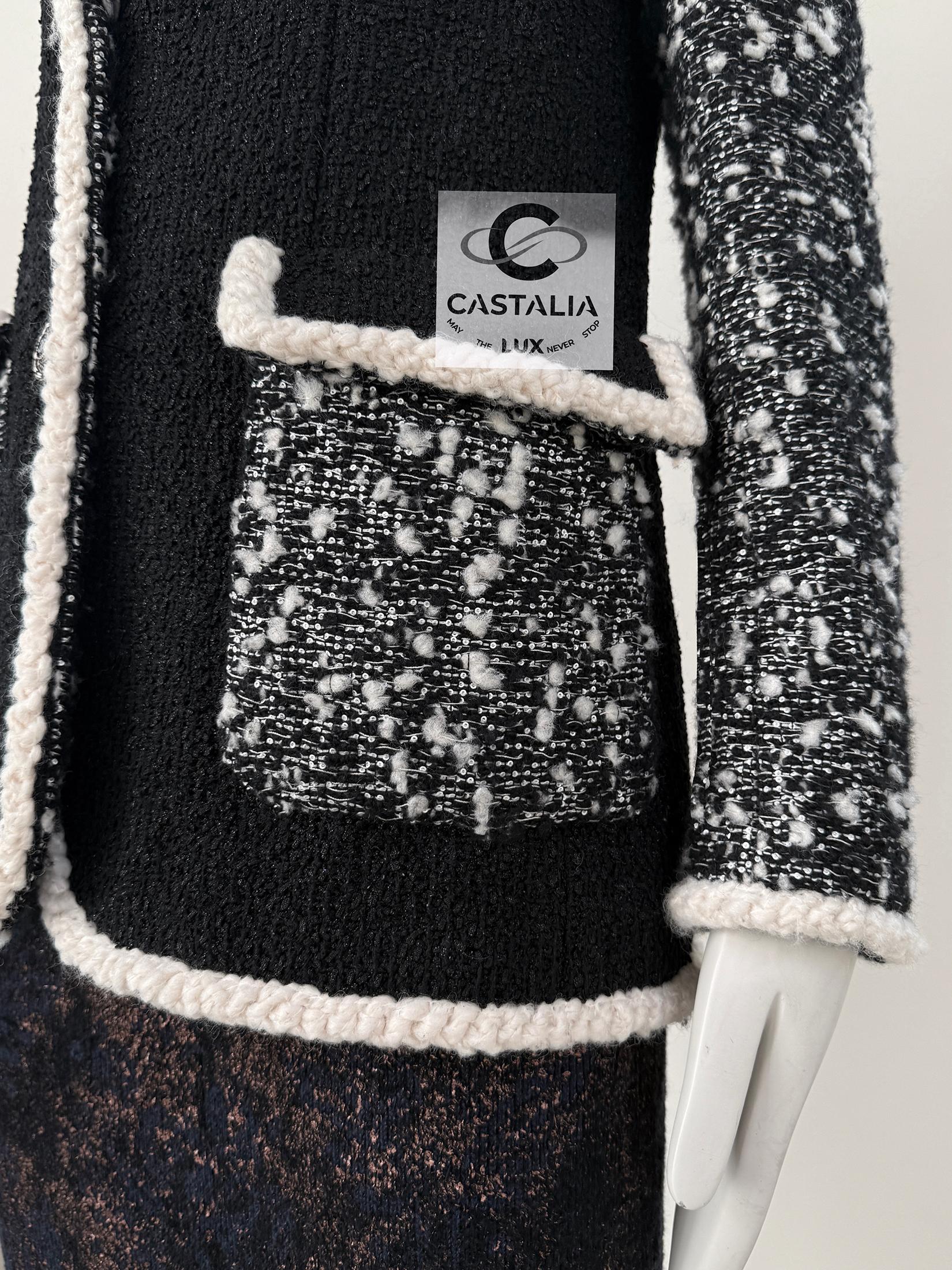 Chanel 12K$ New Sequinned Black Tweed Jacket 34 FR 8