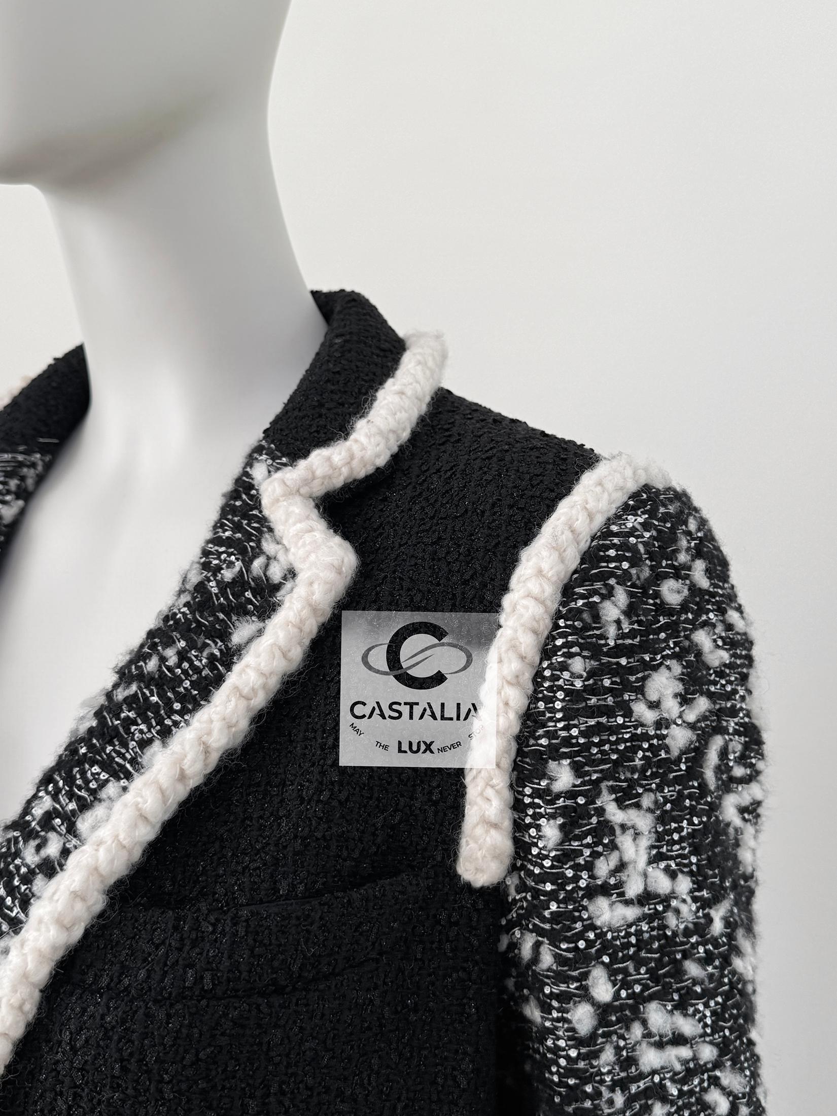 Chanel 12K$ New Sequinned Black Tweed Jacket 34 FR 9