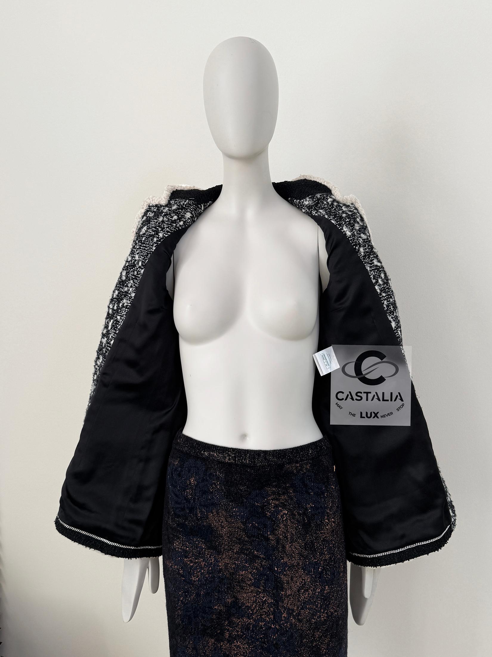 Chanel 12K$ New Sequinned Black Tweed Jacket 34 FR 10