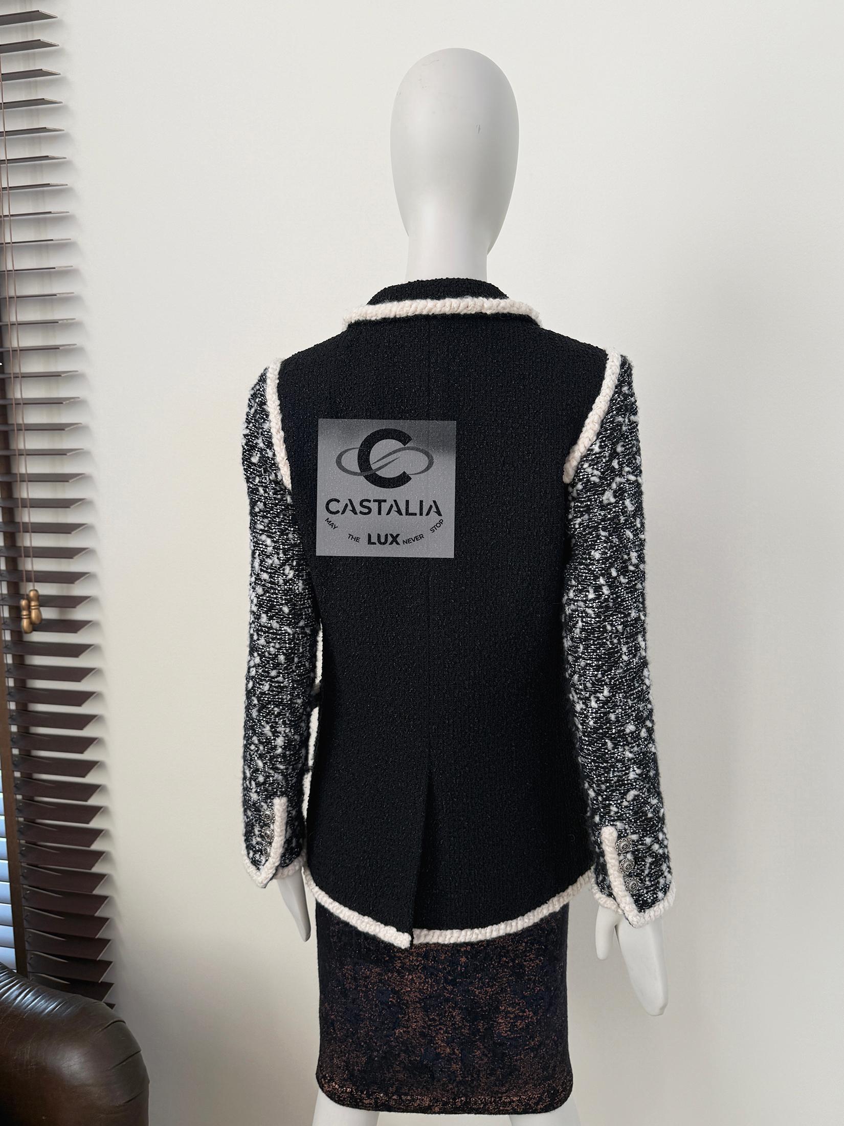 Chanel 12K$ New Sequinned Black Tweed Jacket 34 FR 11