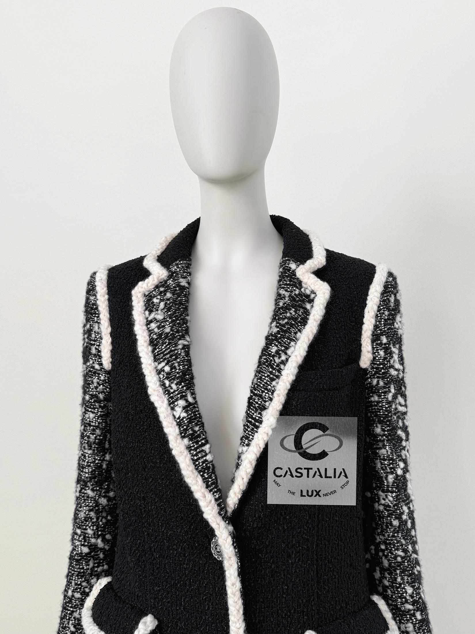 Chanel 12K$ New Sequinned Black Tweed Jacket 34 FR 12