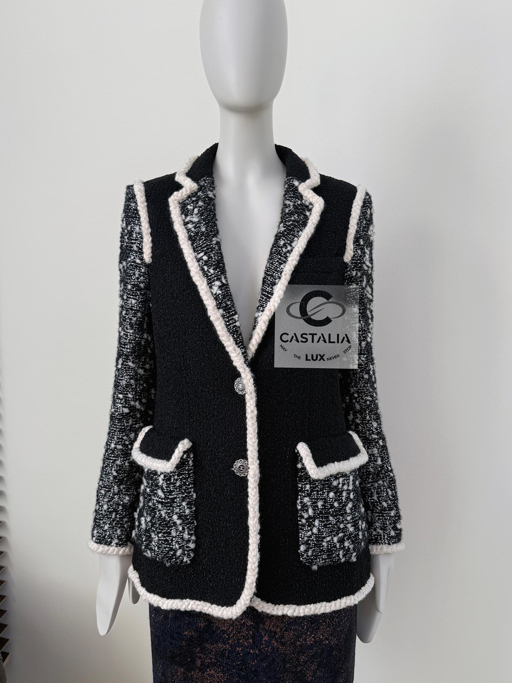  Chanel 12K$ New Sequinned Black Tweed Jacket 34 FR Unisexe 