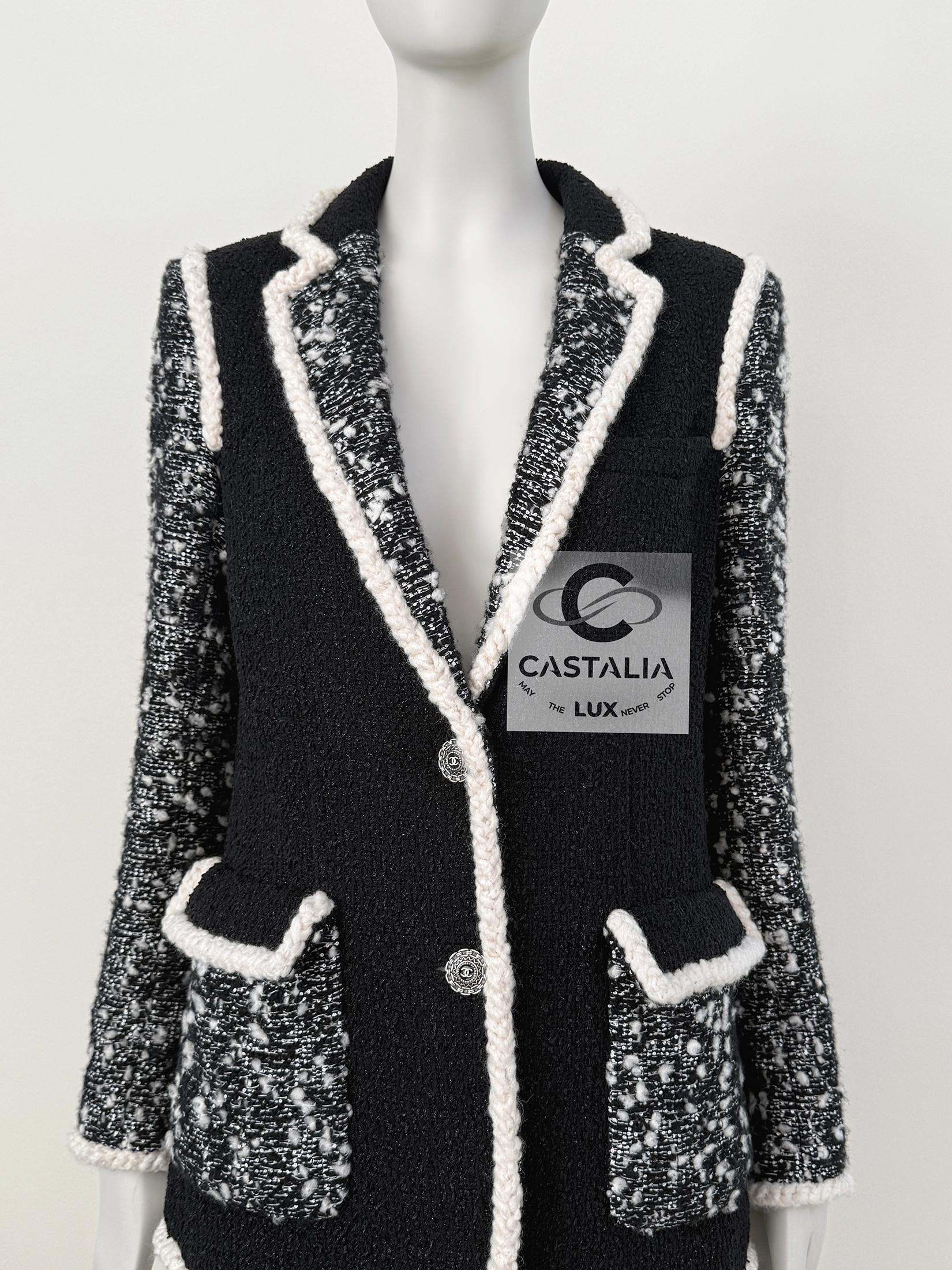 Chanel 12K$ New Sequinned Black Tweed Jacket 34 FR 1
