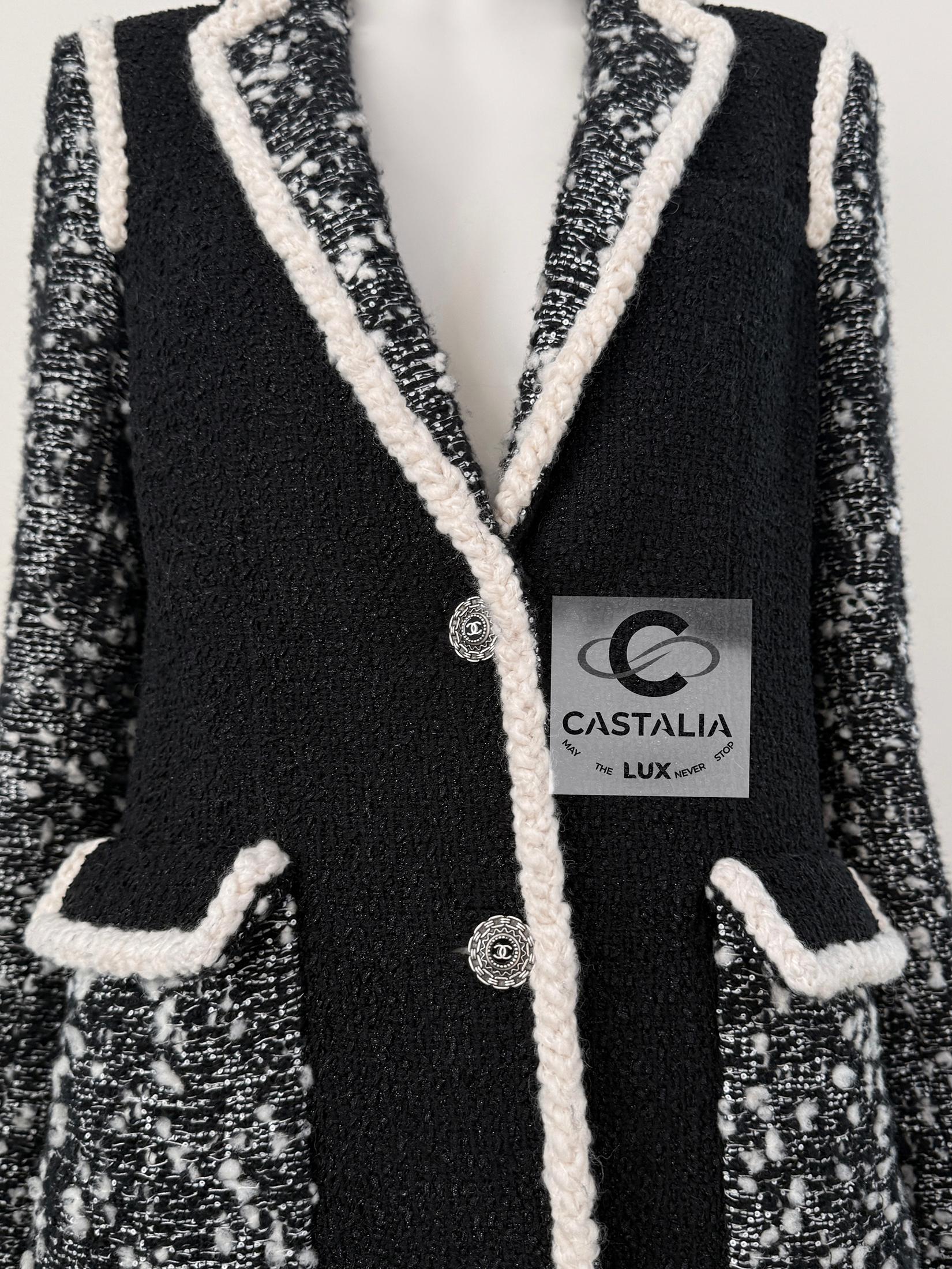 Chanel 12K$ New Sequinned Black Tweed Jacket 34 FR 2