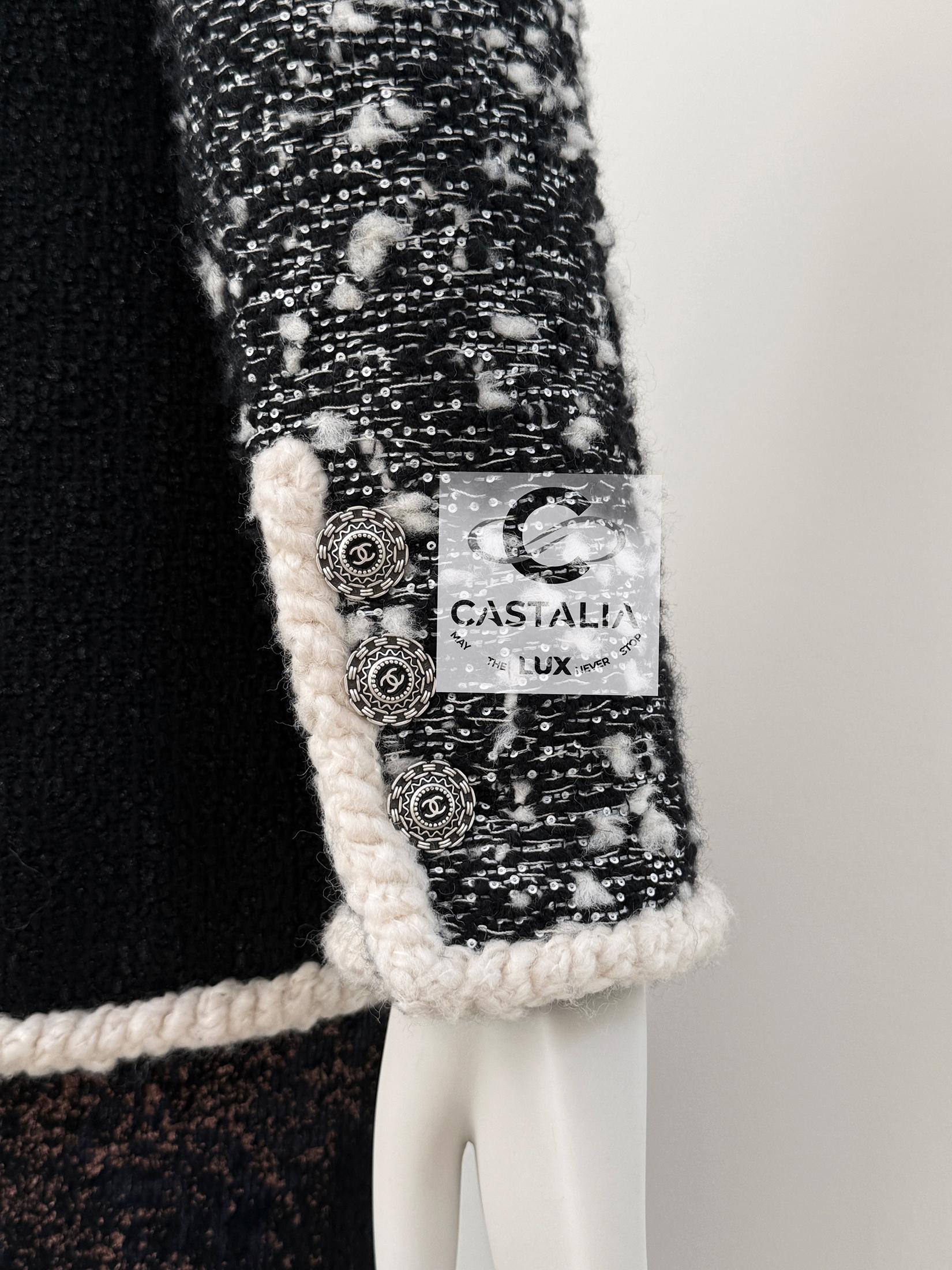 Chanel 12K$ New Sequinned Black Tweed Jacket 34 FR 4