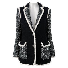 Chanel 12K$ New Sequinned Black Tweed Jacket 34 FR