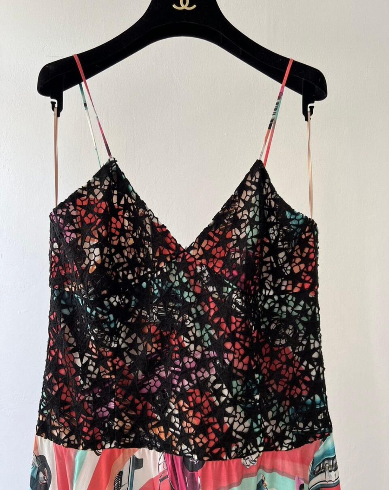 Chanel 12K$ Paris / Cuba Retro Cars and CC Logo Maxi Dress 1