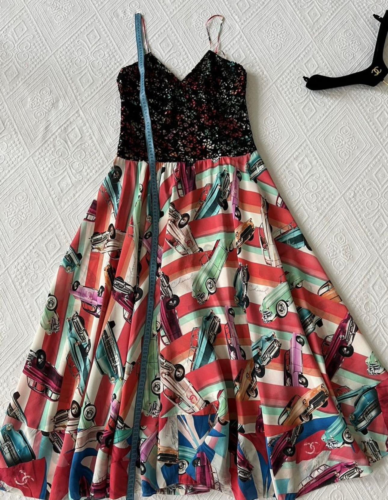 Chanel 12K$ Paris / Cuba Retro Cars and CC Logo Maxi Dress 3