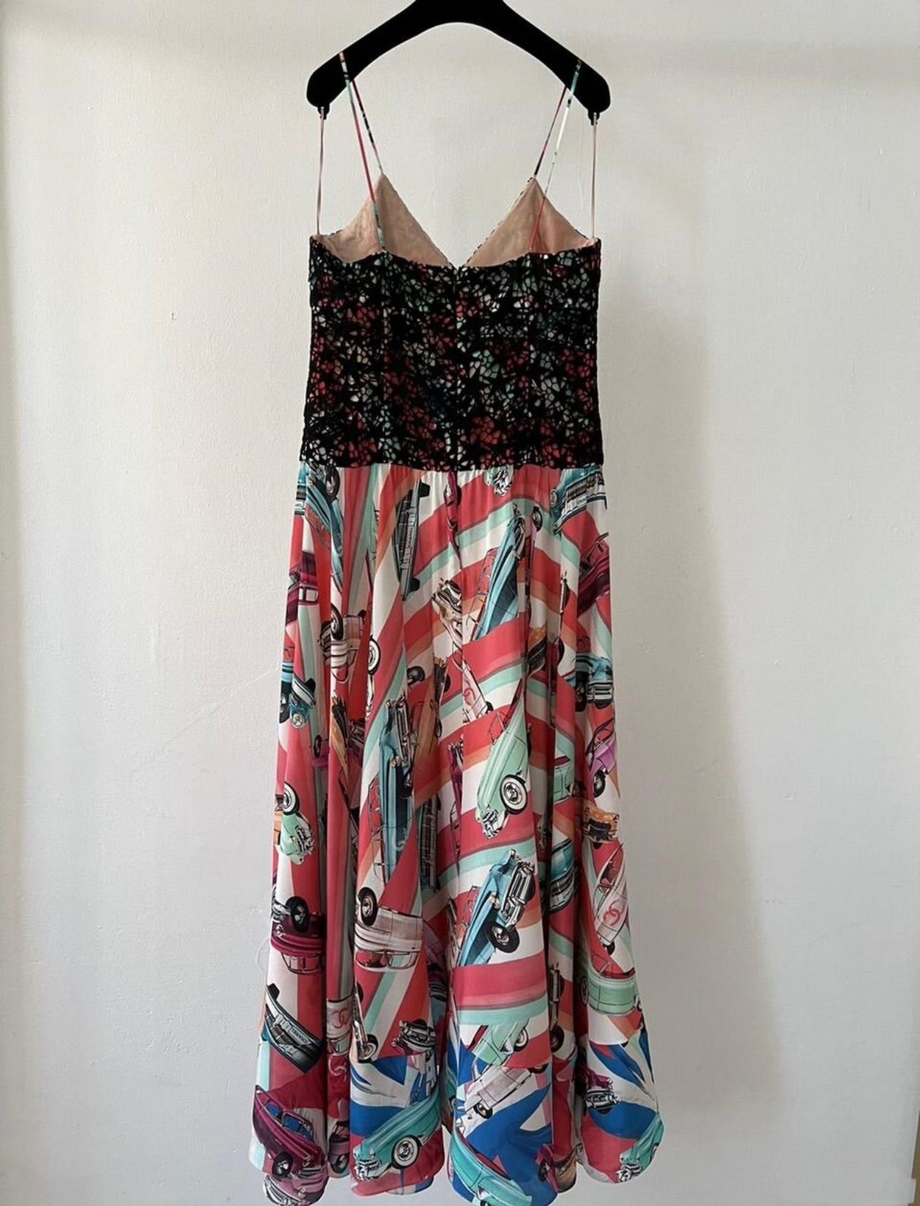 Chanel 12K$ Paris / Cuba Retro Cars and CC Logo Maxi Dress 4