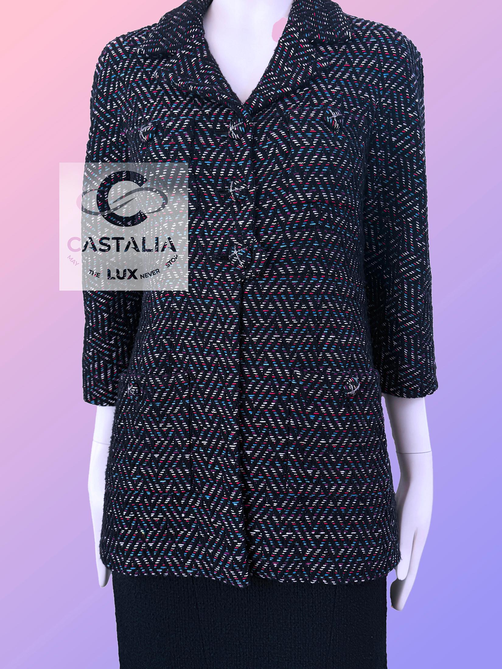 Chanel 12K$ Paris / Monaco Giacca in tweed nero ricamato 34 FR in vendita 5