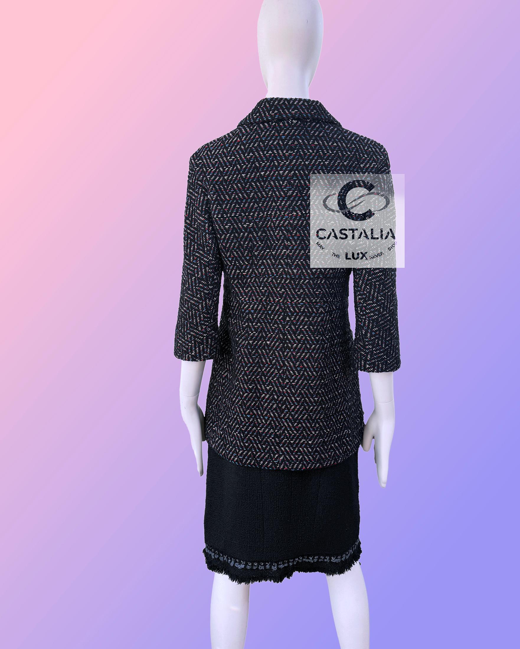 Chanel 12K$ Paris / Monaco Giacca in tweed nero ricamato 34 FR in vendita 6