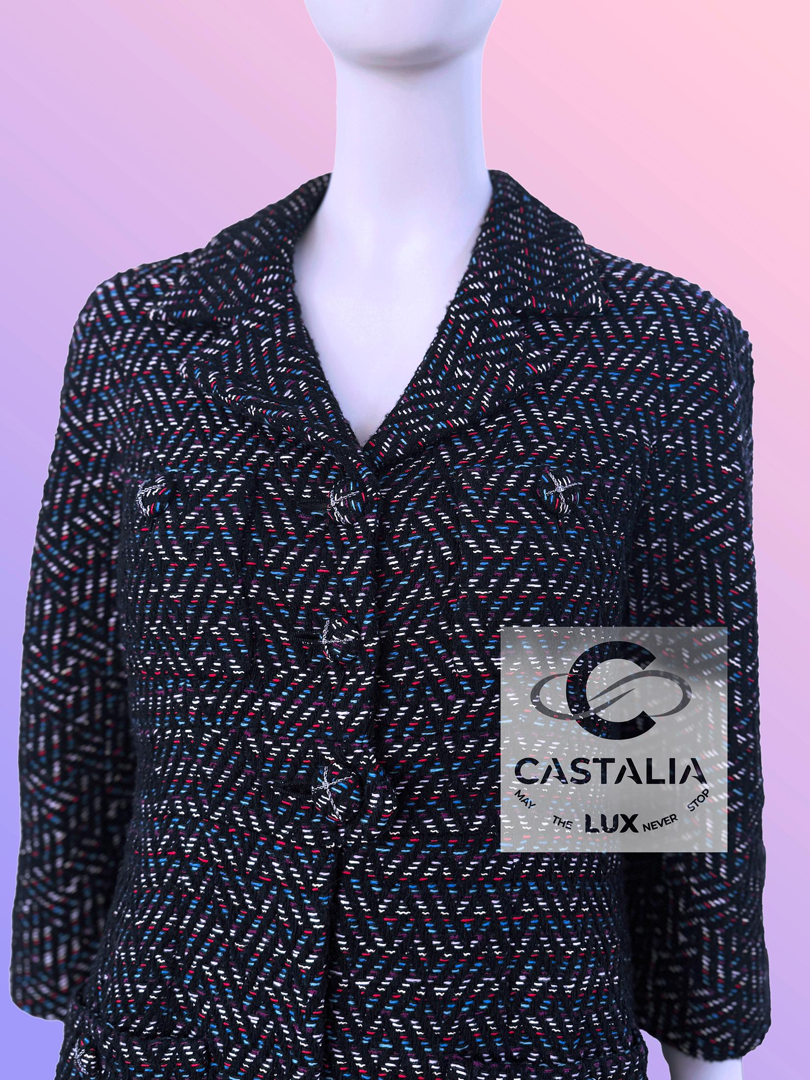 da uomo o donna Chanel 12K$ Paris / Monaco Giacca in tweed nero ricamato 34 FR in vendita