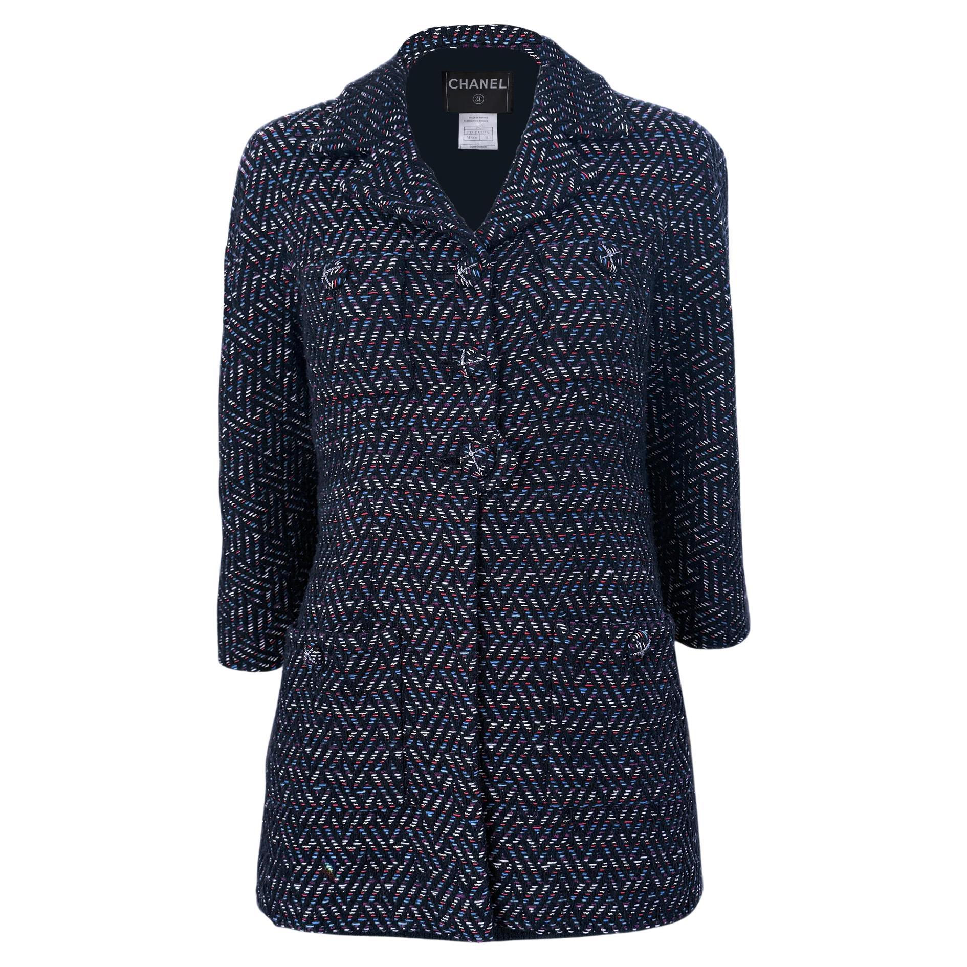 Chanel 12K$ Paris / Monaco Embroidered Black Tweed Jacket 34 FR