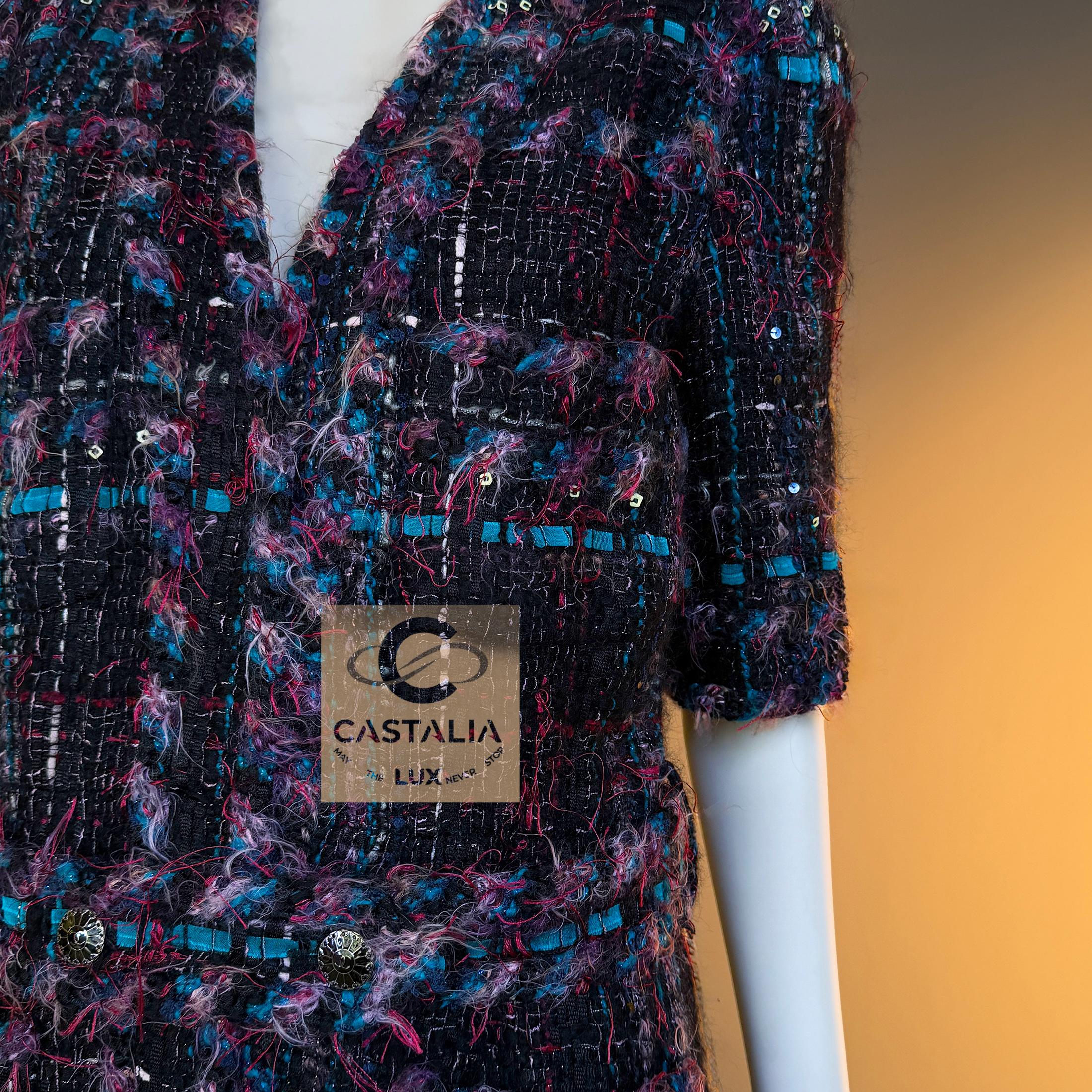 CHANEL 12K$ París / Mónaco Chaqueta de tweed Lesage con cinturón 40 FR en venta 7