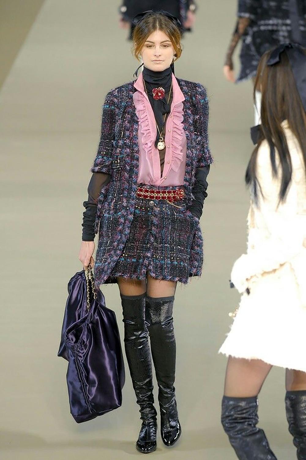 CHANEL 12K$ París / Mónaco Chaqueta de tweed Lesage con cinturón 40 FR Negro en venta