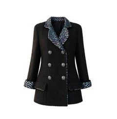 CHANEL 12K$ Paris / SHANGHAI Sequinned Black Tweed Jacket 40 FR