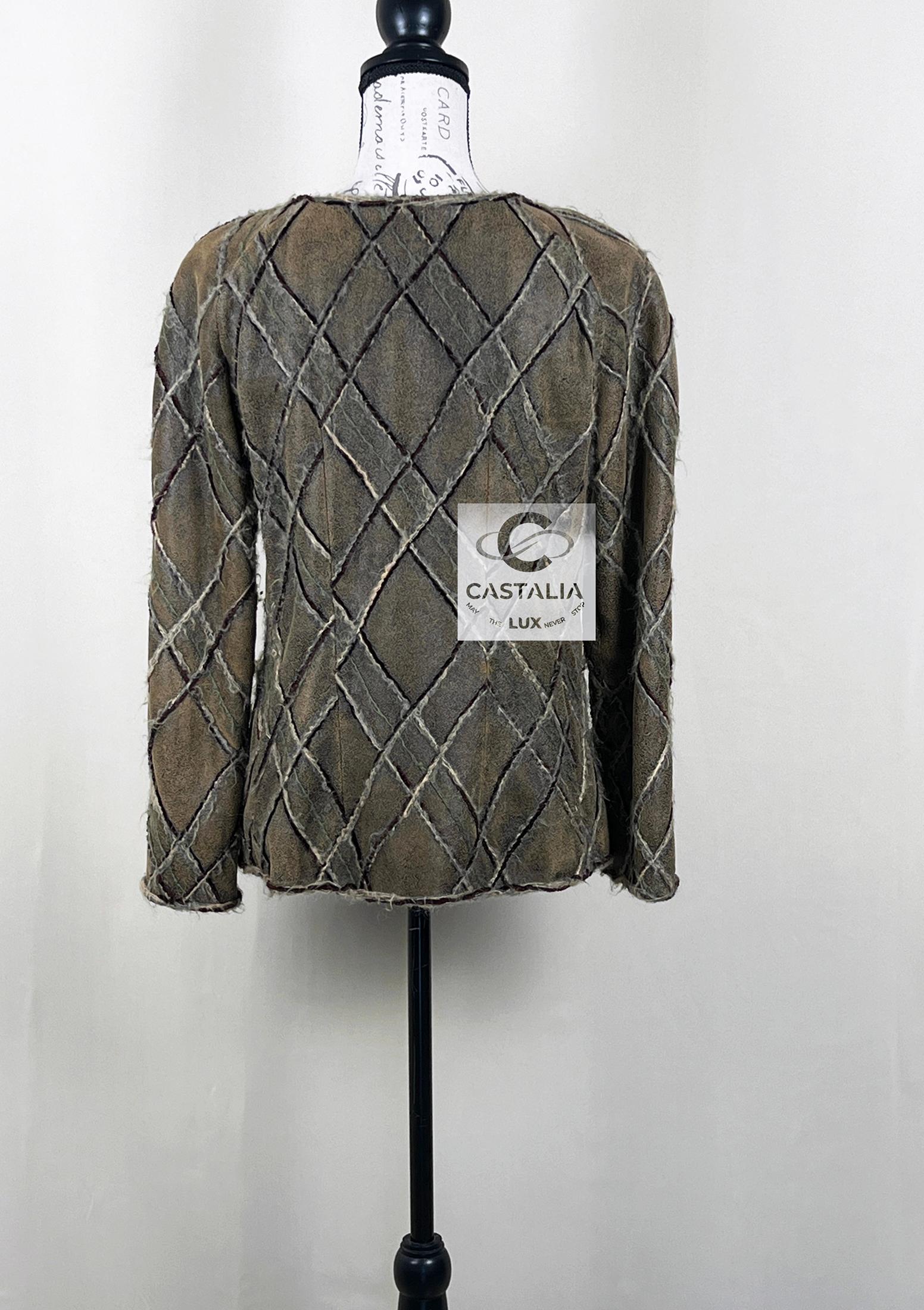 Chanel 12K$ Rare Gripoix Buttons Leather & Tweed Jacket 40 FR 6