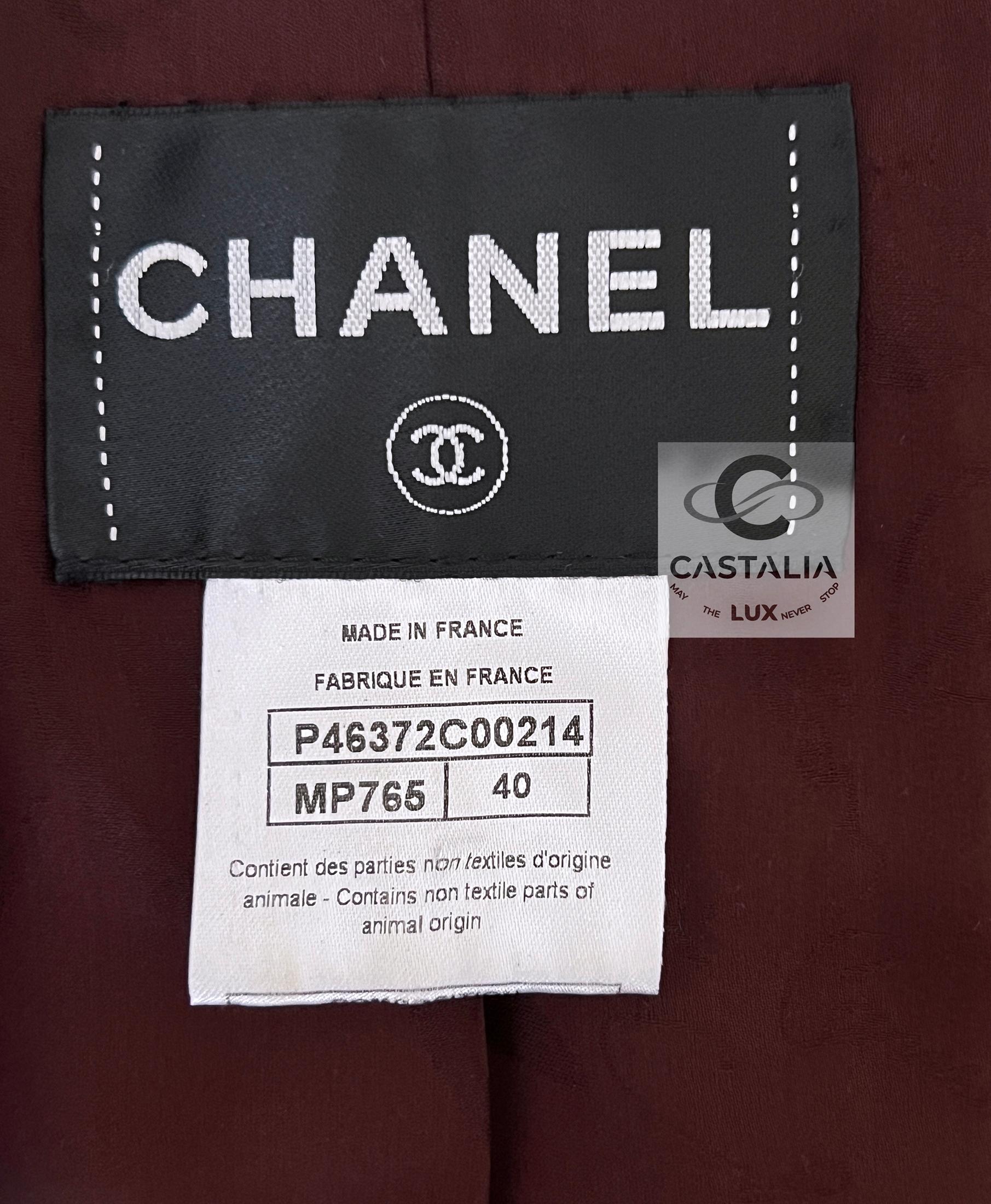 Chanel 12K$ Rare Gripoix Buttons Leather & Tweed Jacket 40 FR 8