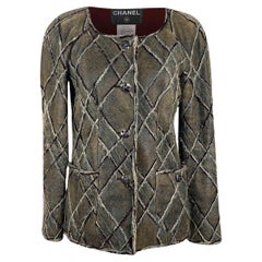 Chanel 12K$ Rare Gripoix Buttons Leather & Tweed Jacket