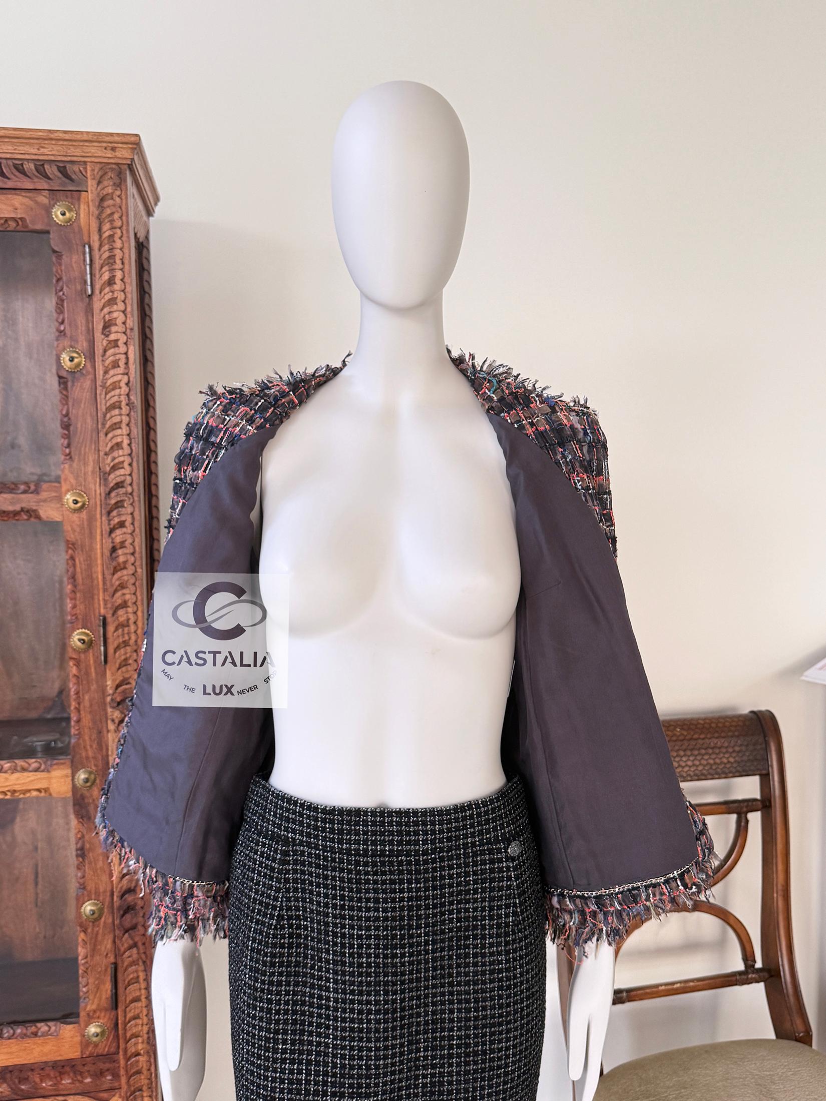 Chanel 12K$ Ribbon Tweed Jacket with CC Buttons For Sale 7