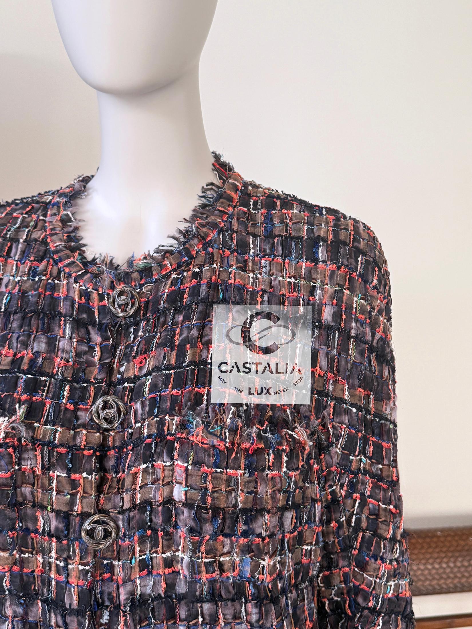 Chanel 12K$ Ribbon Tweed Jacket with CC Buttons For Sale 8