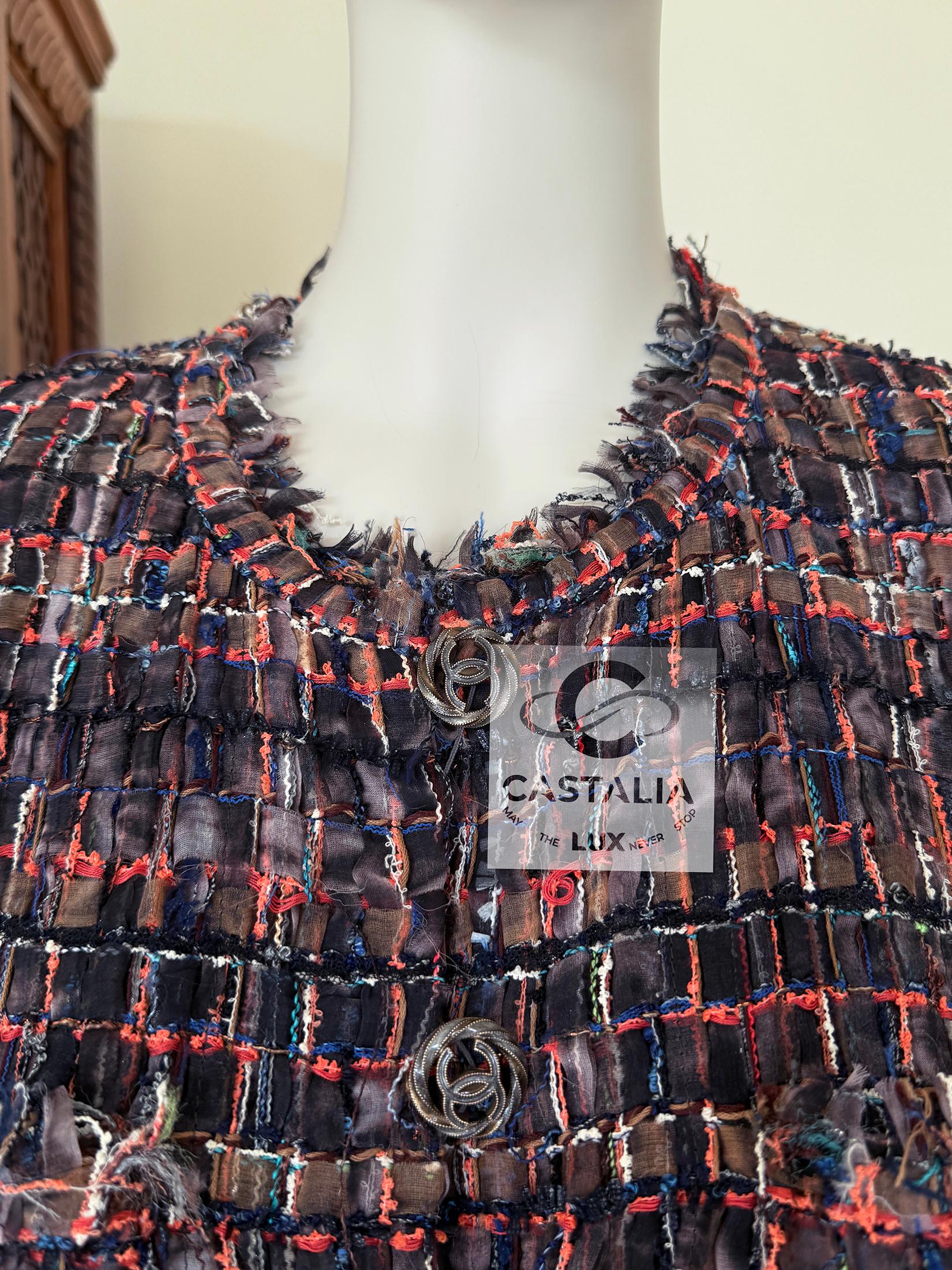 Chanel 12K$ Ribbon Tweed Jacket with CC Buttons For Sale 9