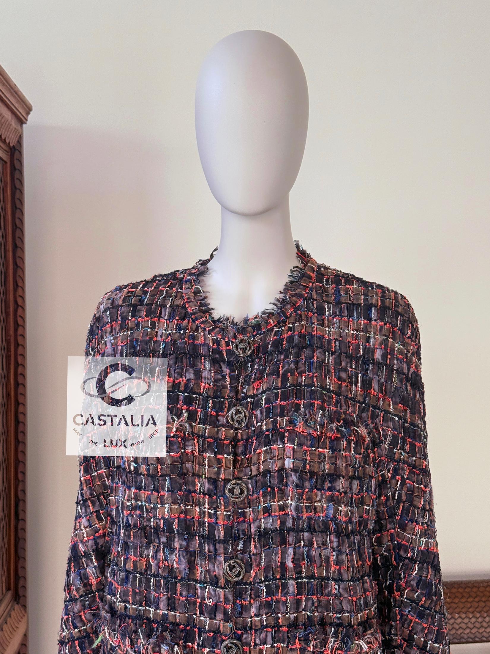 Black Chanel 12K$ Ribbon Tweed Jacket with CC Buttons For Sale