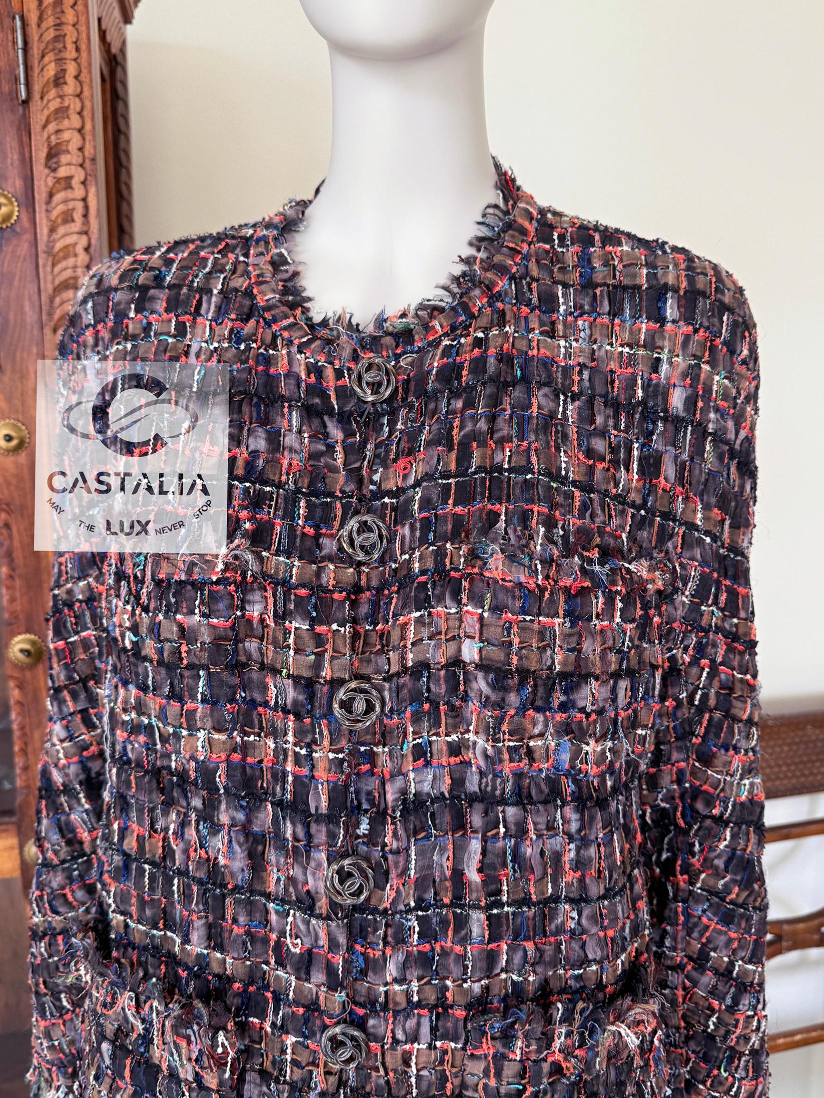 Chanel 12K$ Ribbon Tweed Jacket with CC Buttons For Sale 1