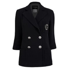 Chanel 12P Giacca in tweed con patch logo nero 36 FR