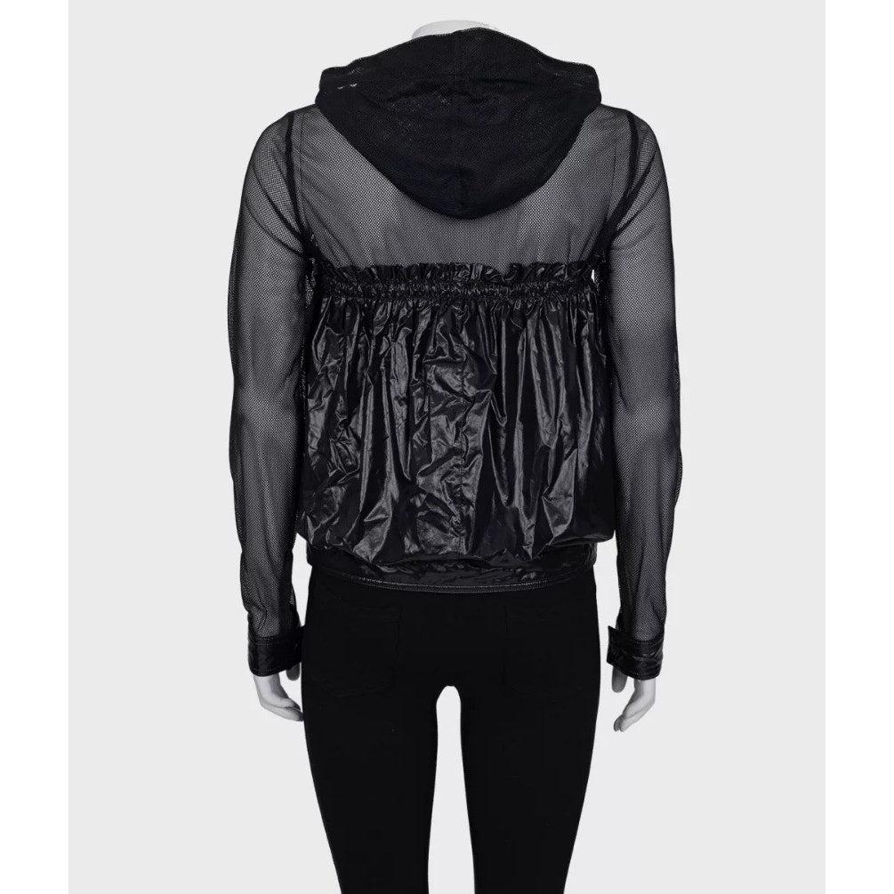 Nero Giacca con cappuccio in nylon a rete Chanel 12SS - Taglia FR36 in vendita