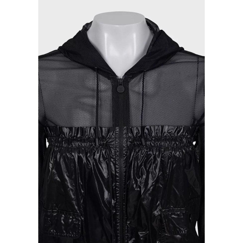 Giacca con cappuccio in nylon a rete Chanel 12SS - Taglia FR36 In condizioni ottime in vendita a Krakow, PL