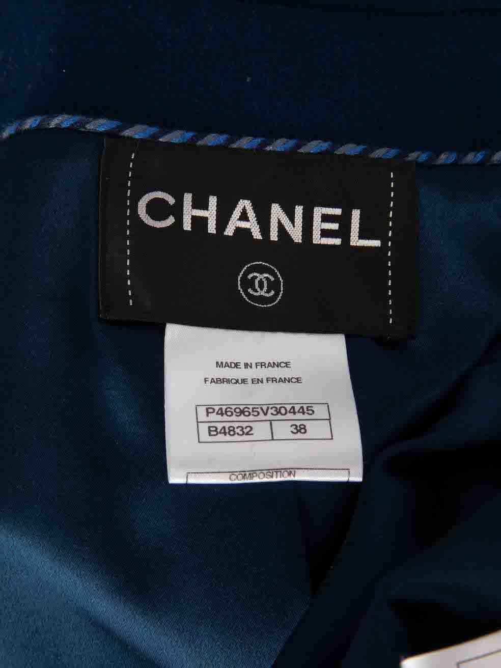 Chanel 13A Blue Wool Runway Two Tone Double Breasted Coat Size M For Sale 2