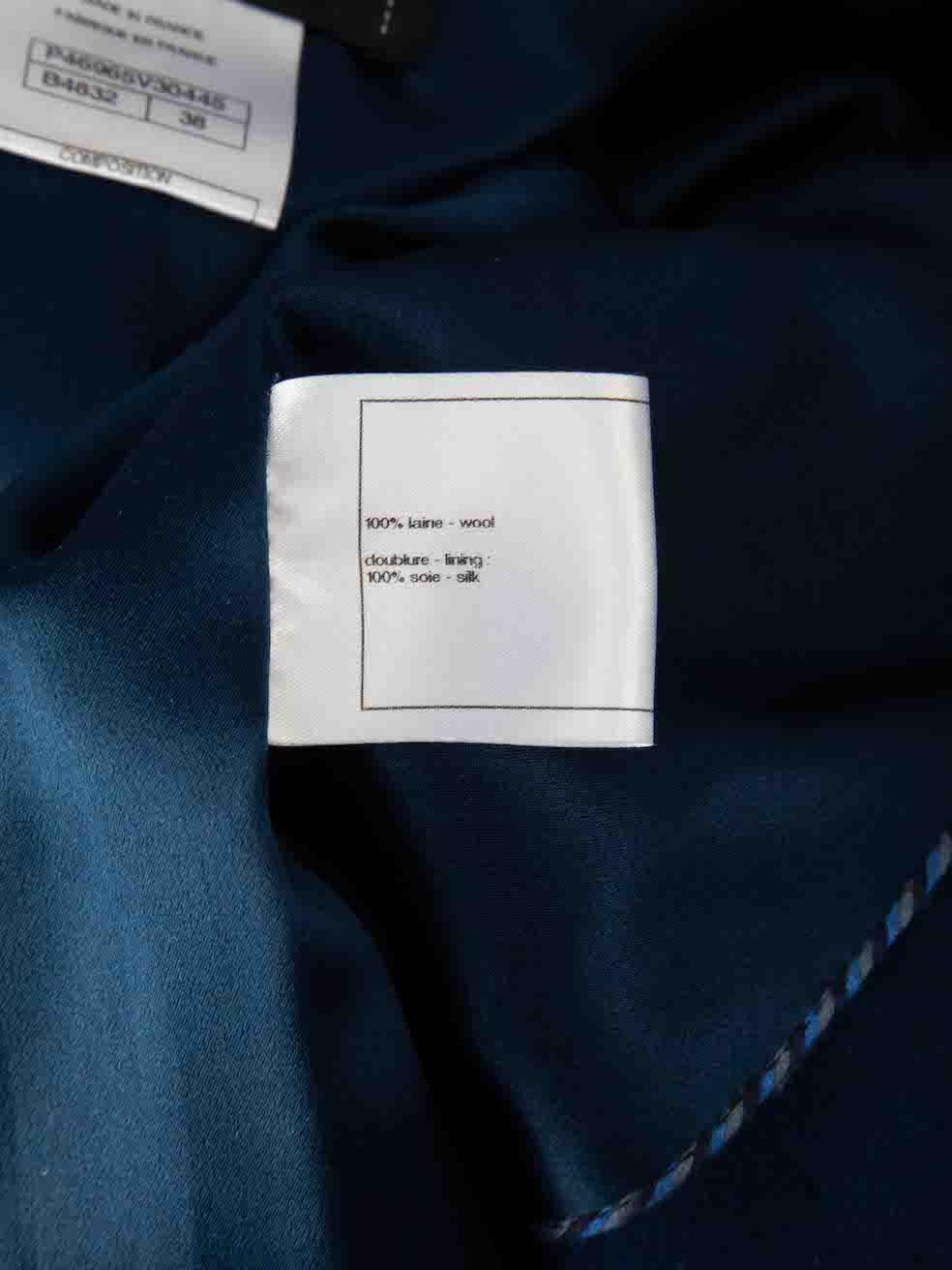 Chanel 13A Blau Wolle Start-und Landebahn zwei Tone Double Breasted Coat Größe M im Angebot 3