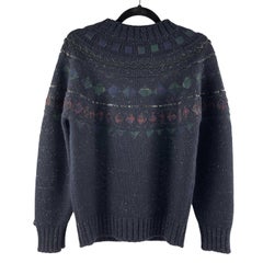 CHANEL 13A Kaschmir-Pullover aus Marineblauem „Fair Isle“-Strick FR 36 US 4