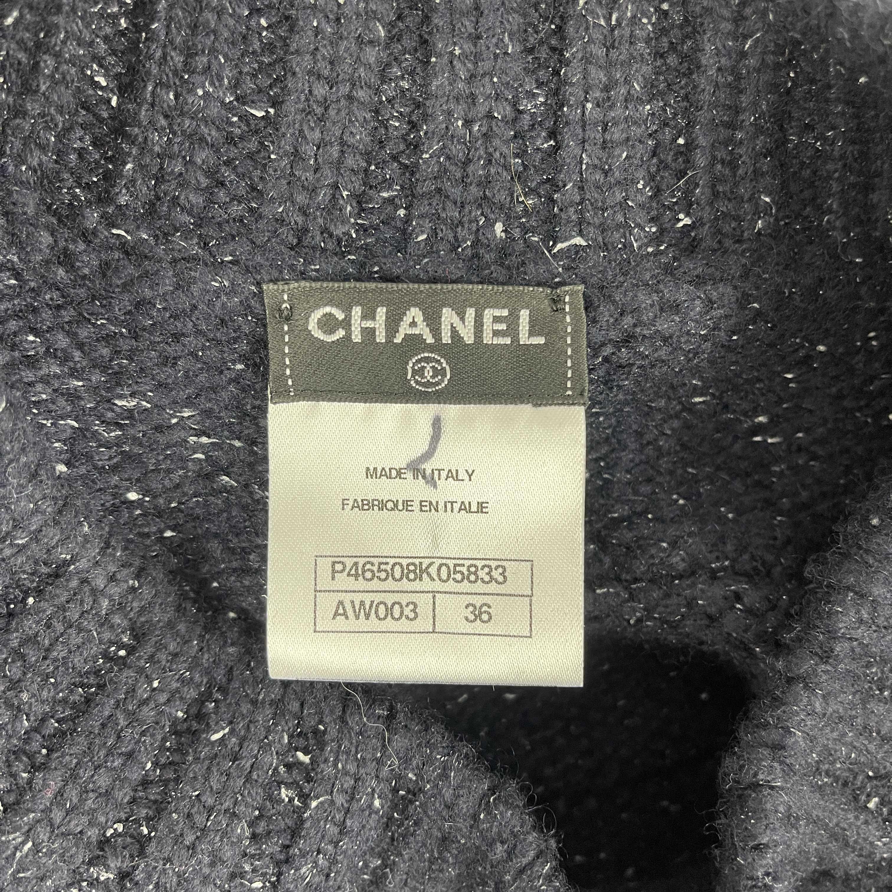 CHANEL 13A Cashmere Navy 'Fair Isle' Knit Pullover Sweater FR 36 US 4 1