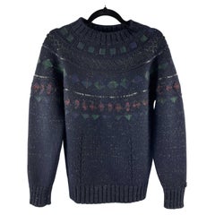 CHANEL 13A Cashmere Navy 'Fair Isle' Knit Pullover Sweater FR 36 US 4
