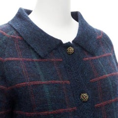 CHANEL 13A Edinburgh green plaid cashmere boucle gripoix buttons jacket FR36 S
