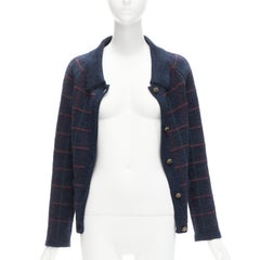 CHANEL 13A Edinburgh plaid cashmere mohair boucle gripoix buttons jacket FR36 S