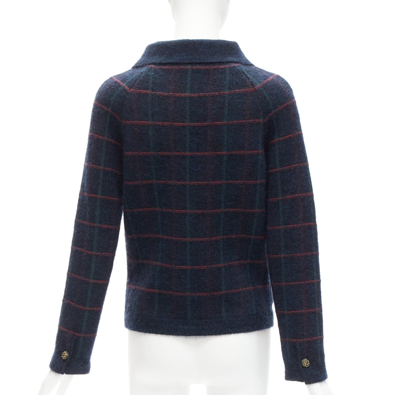 Women's CHANEL 13A Edinburgh plaid cashmere mohair boucle gripoix buttons jacket FR36 S