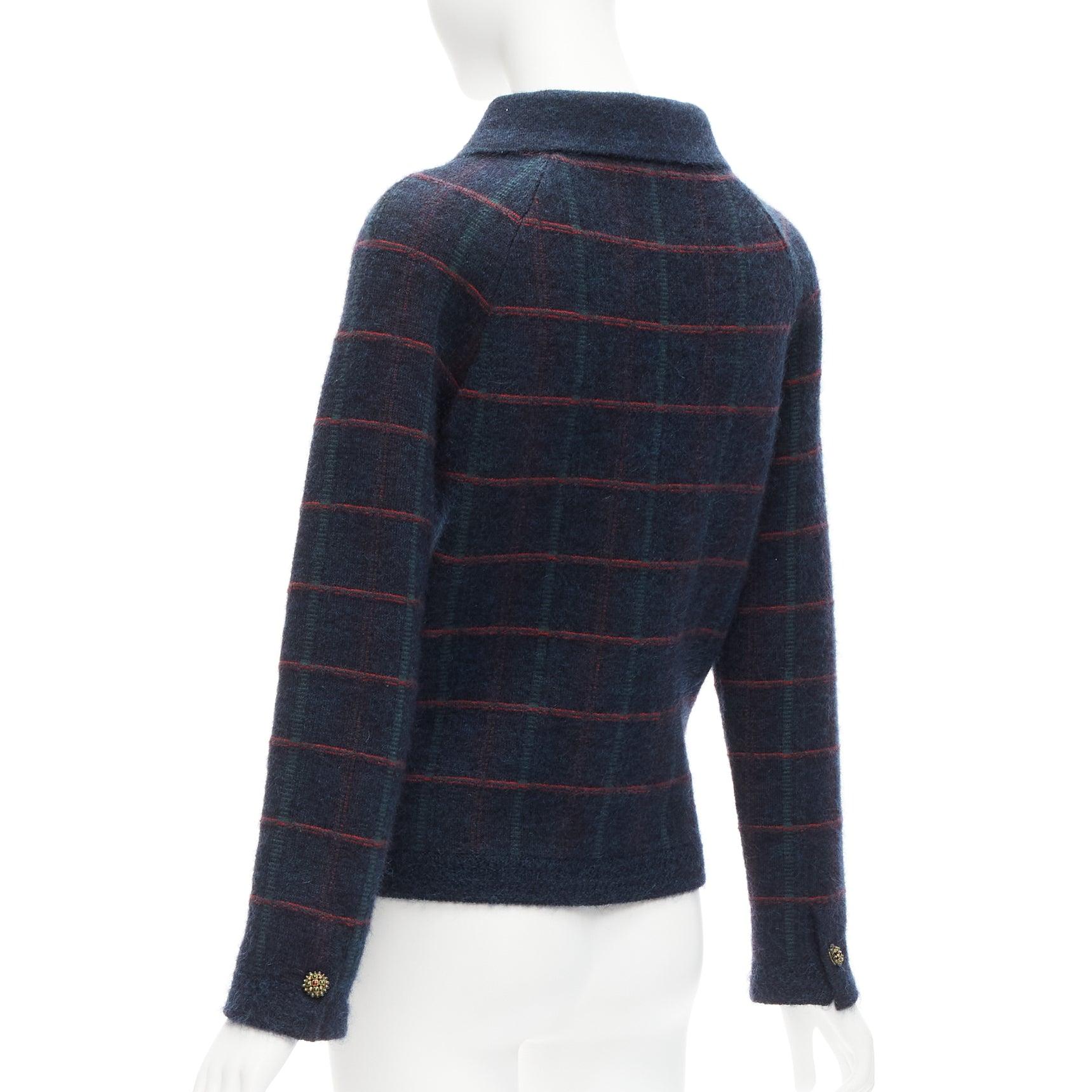 CHANEL 13A Edinburgh plaid cashmere mohair boucle gripoix buttons jacket FR36 S For Sale 1