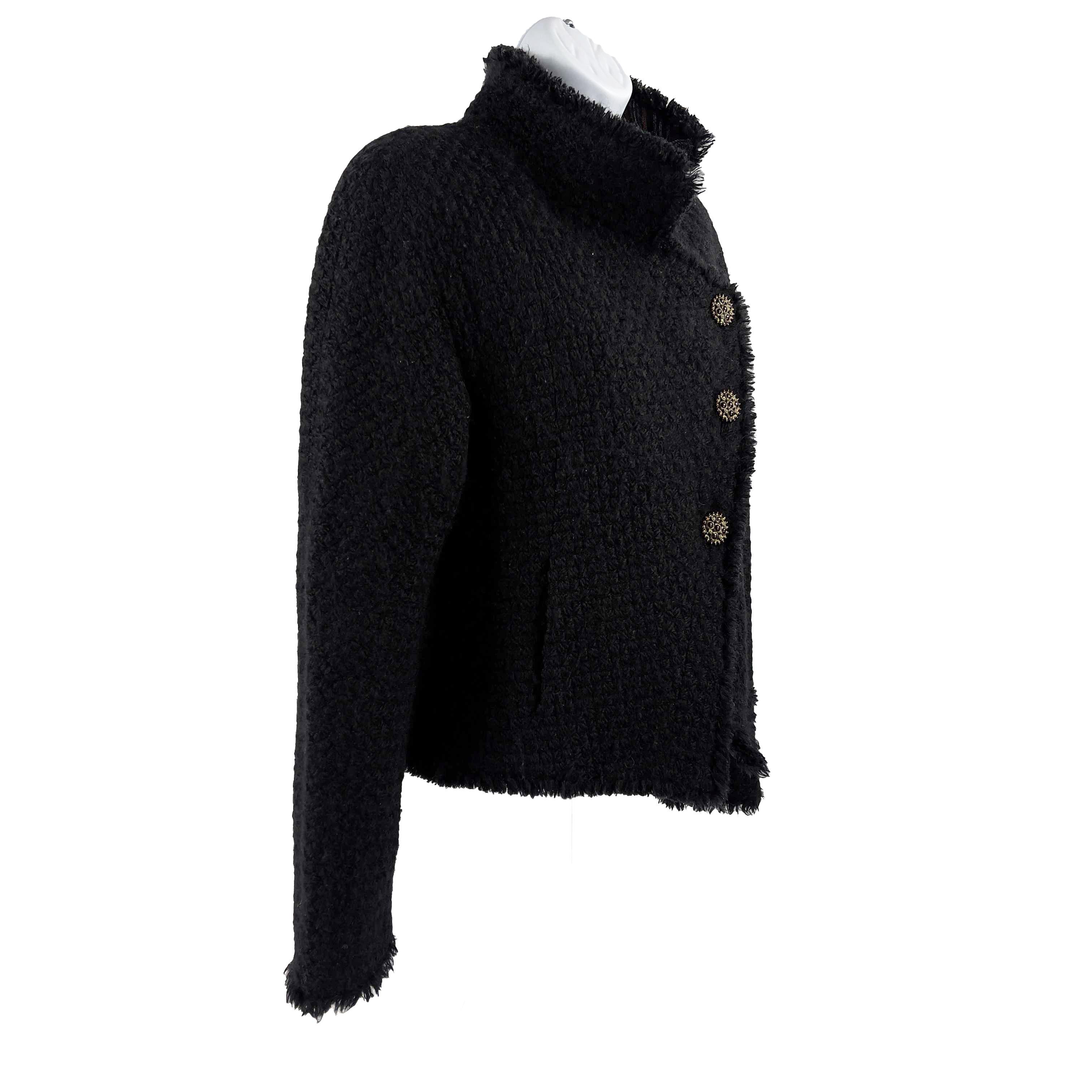CHANEL -13A Paris-Edinburgh Black Tweed Plaid Jacket - Gripoix Buttons - 36 US 6 2