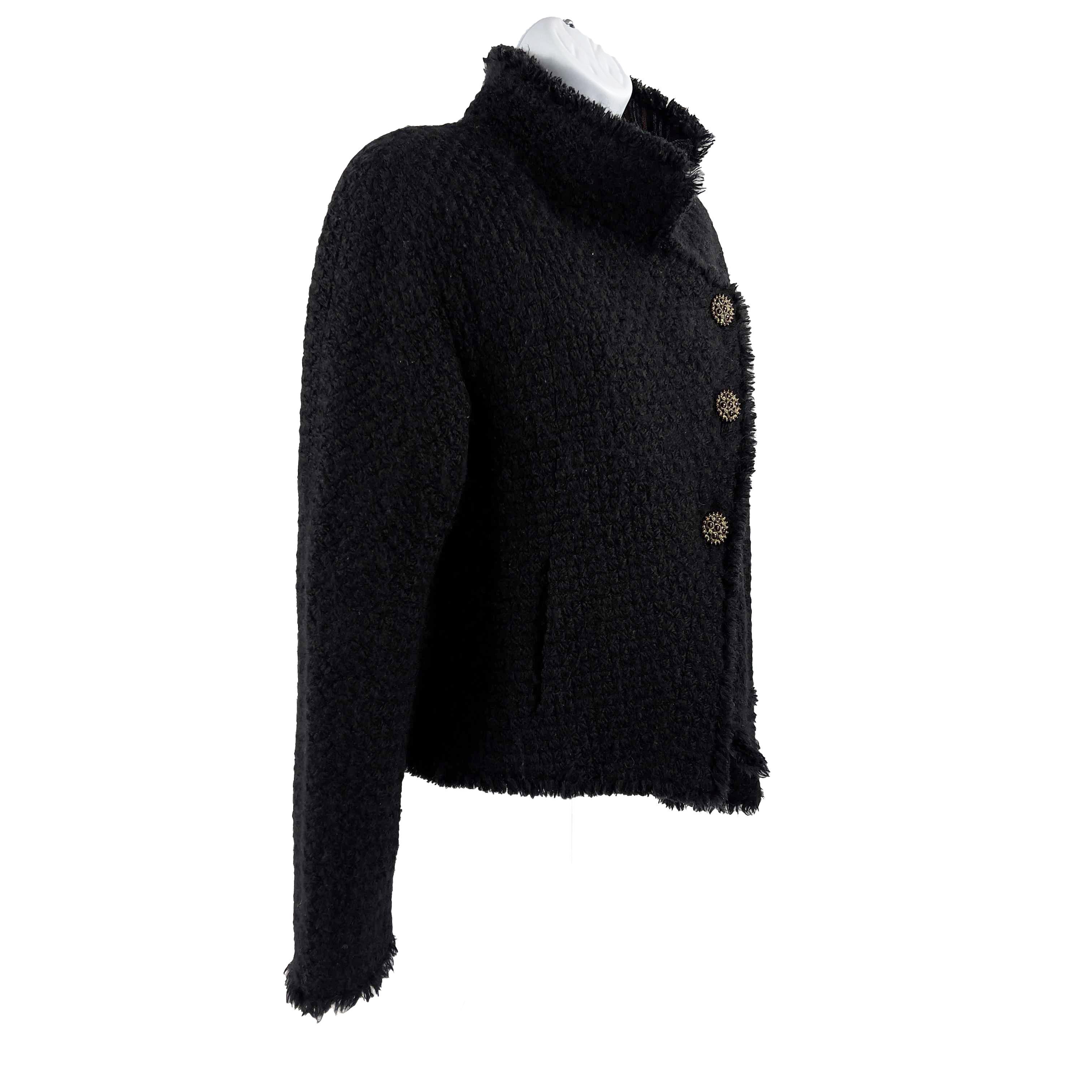 CHANEL -13A Paris-Edinburgh Black Tweed Plaid Jacket - Gripoix Buttons - 36 US 6 4