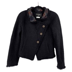 CHANEL -13A Paris-Edinburgh - Veste en tweed noir à carreaux - Buttons Gripoix - 36 US 6
