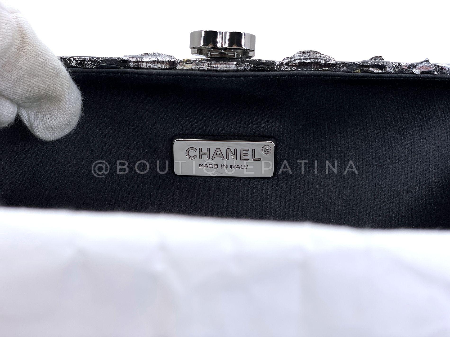 Chanel 13A Paris-Edinburgh Silver Ombre Python Clutch on Chain Evening Bag 68467 For Sale 6